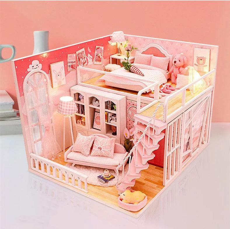 Stable Happiness Hut Hand-assembled Doll House Mini Scene Wooden House