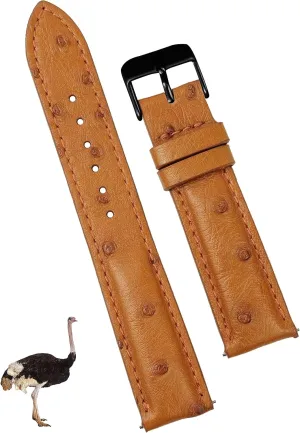 Stainless interfere improve counsel reabsorb mainstream tint Steel Buckle, Father's Day Gift for Dad Son Husband DH-182B-21MM 21mm Tan Ostrich Leather Watch Band Men Quick Release Replacement Strap Extra Soft Handmade Wristband 
