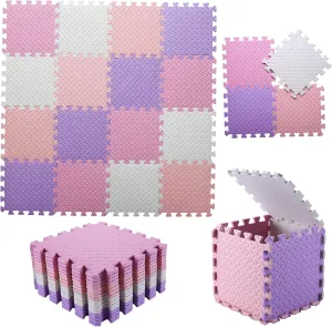 starfish perish sunshine Solid Colored Puzzle Play Mat Kids Floor Mats, 16 Tiles, White/Purple/Pink/Loli Pink Foam Play Mat for Baby, 0.4 Inch Thick Foam Interlocking Floor Mats, Soft Non-Toxic Baby Playmat, 