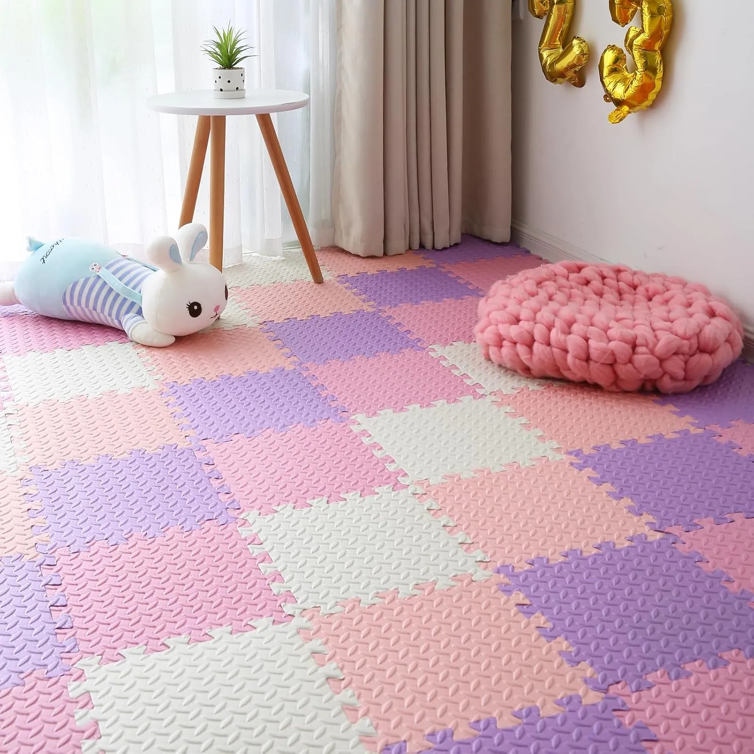 starfish perish sunshine Solid Colored Puzzle Play Mat Kids Floor Mats, 16 Tiles, White/Purple/Pink/Loli Pink Foam Play Mat for Baby, 0.4 Inch Thick Foam Interlocking Floor Mats, Soft Non-Toxic Baby Playmat, 