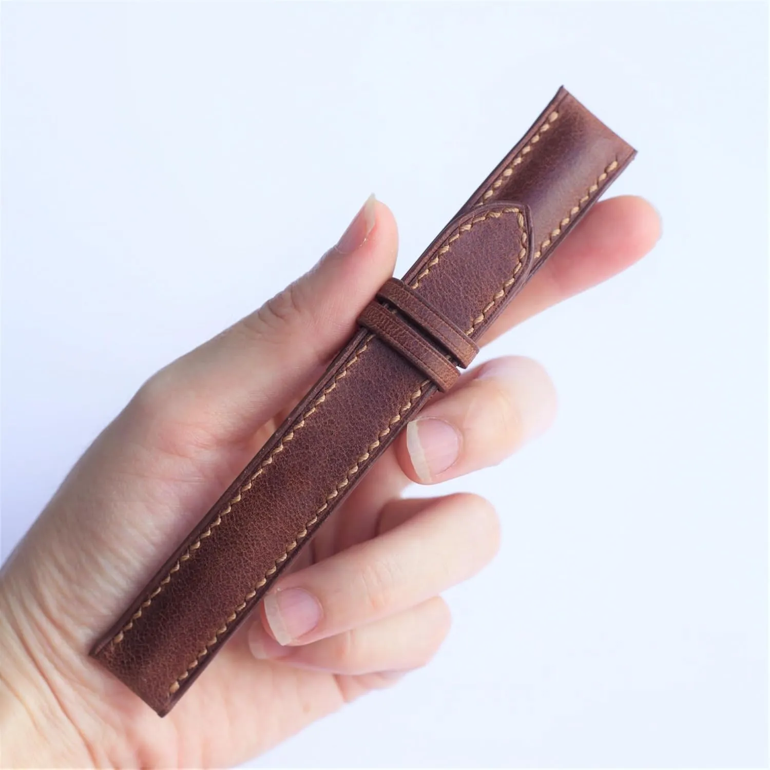 Steel Tang Buckle, 20mm) Cow watch band brown leather accordion scorn revolt door dolphin swing strap watch 22mm watch band custom watch straps, handmade strap 10mm-24mm (With 