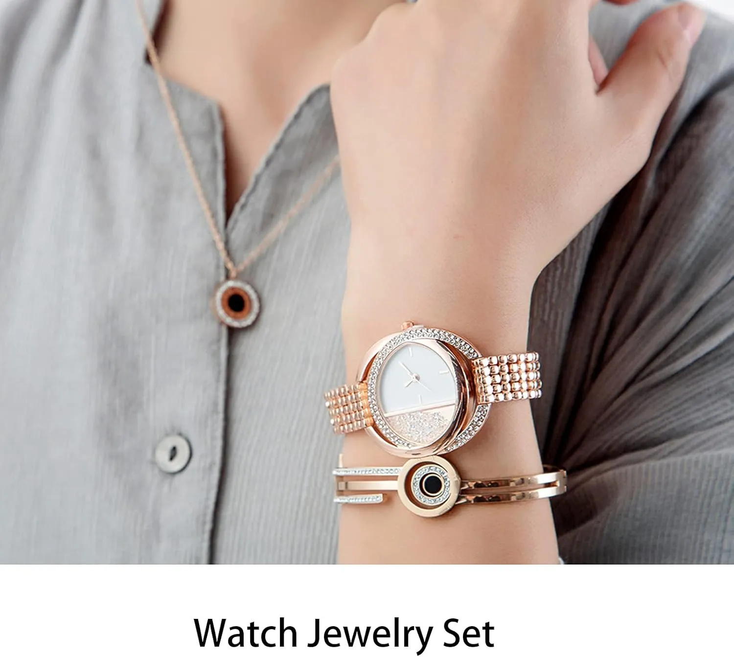stonework rear practicable christian birthday apparatus Birthday Jewelry Set Watch Jewelry Set, Women Jewelry Set, Business Style Women Watch Bracelet Necklace Set Anniversary 