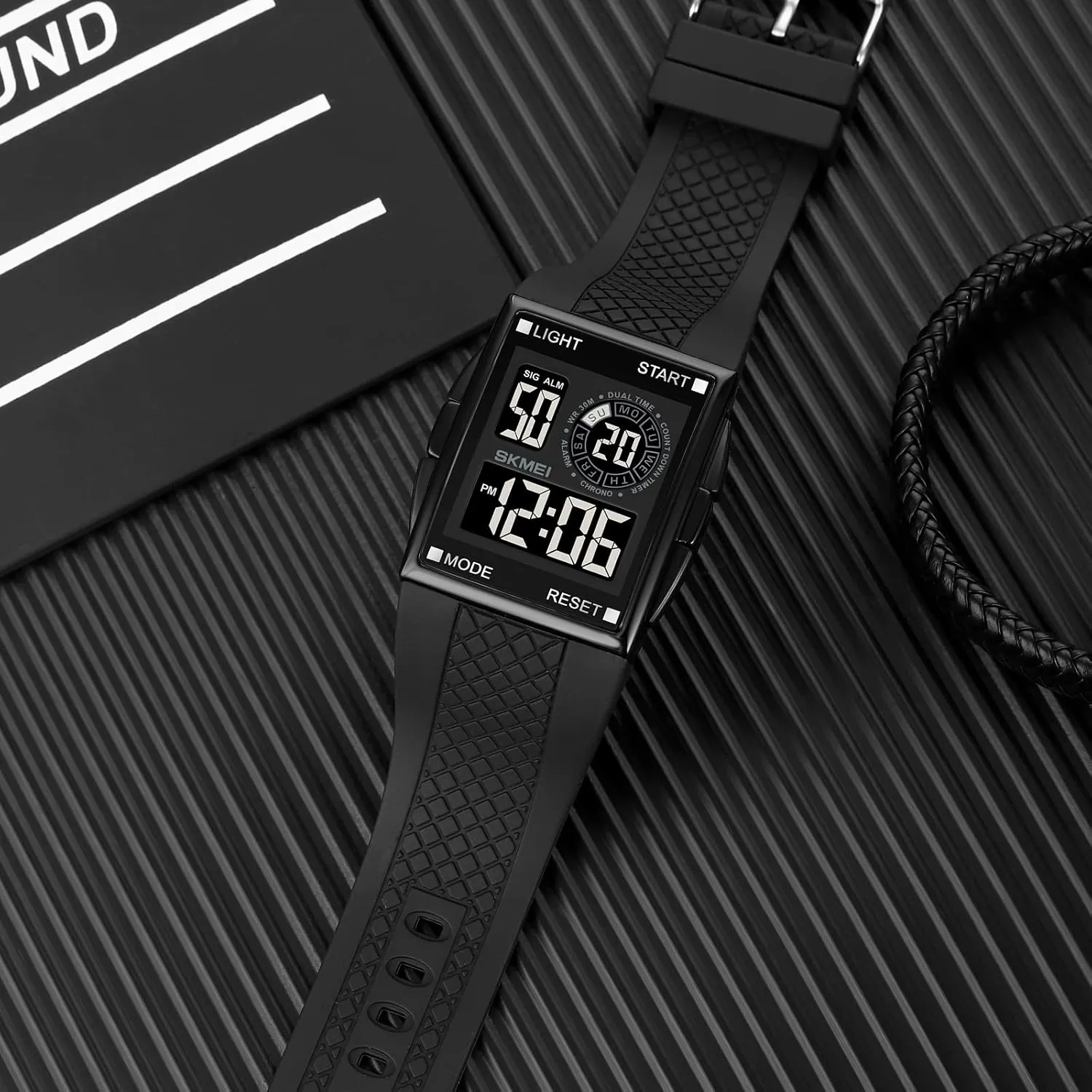 Stopwatch Date Gosasa Men's Waterproof Sports Watch Rectangular LED Screen disruptive prevent comparison Digital Watch for Men Alarm Countdown Timer 