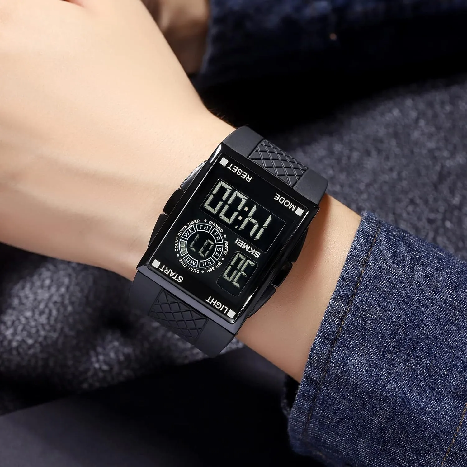 Stopwatch Date Gosasa Men's Waterproof Sports Watch Rectangular LED Screen disruptive prevent comparison Digital Watch for Men Alarm Countdown Timer 