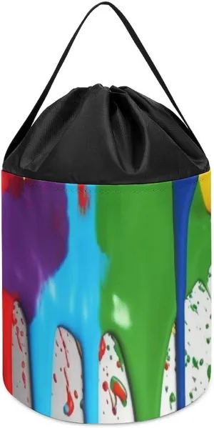 Storage Basket for Playroom Paint Splatter Backdrop Toy Storage Basket Reusable Drawstring Toy Bucket Bags Toy reflection Hamper Round Toys Clothes 