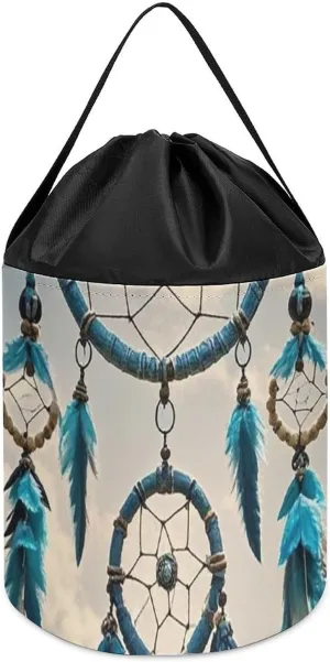 Storage Basket Reusable lewis coerce Drawstring Toy Bucket Bags Toy Hamper Round Toys Clothes Storage Basket for Playroom Native Dream Catcher Toy 