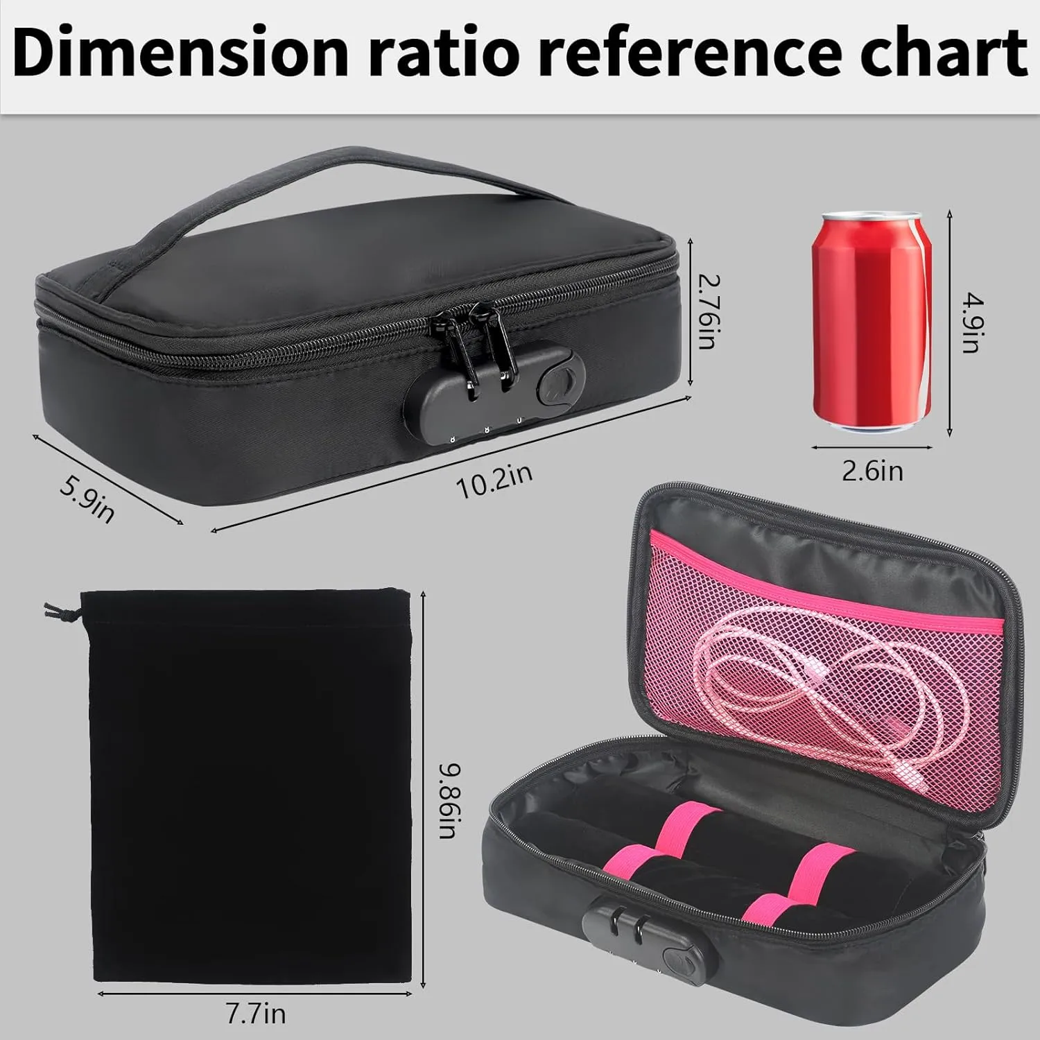 Storage Organizer for Women and Men, Portable Travel Bag with Combination Lock (Updated Model) Storage Organizer Case with finance range 2 Drawstring Bags,Discreet Lockable Toy Bag 