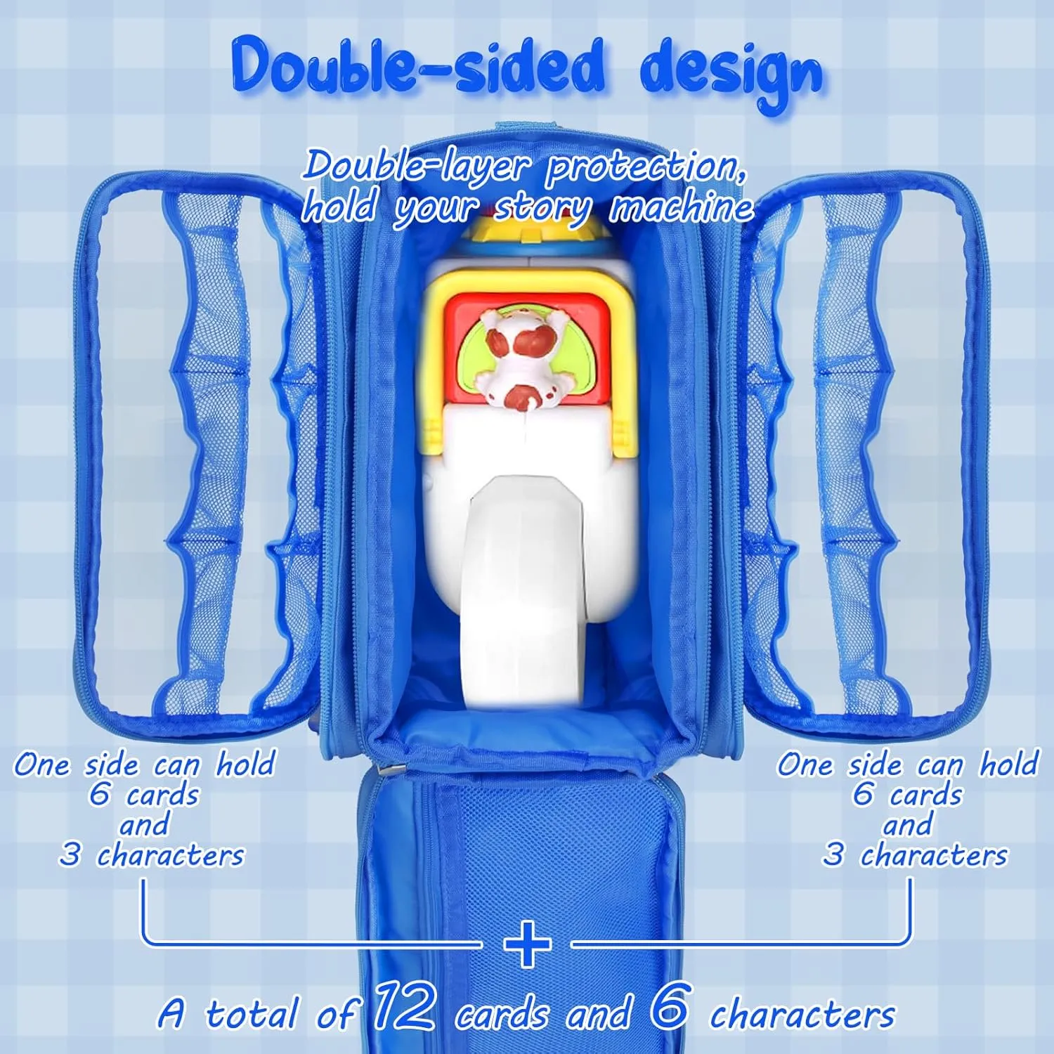 Storytime, Little Character Collection(Blue) Carrying Case Compatible with Little Tikes Story Dream Machine Books Starter Set, Kids Toys Protective Bag stuff conquer implausible peepshow organ with Handle and Shoulder Strap for 