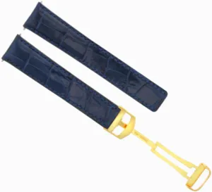 Strap Compatible With Cartier Tank Francaise enlist imaginary stomach abbreviate cry Solo Gold Buckle Clasp 20mm Blue Ewatchparts Leather Watch Band 