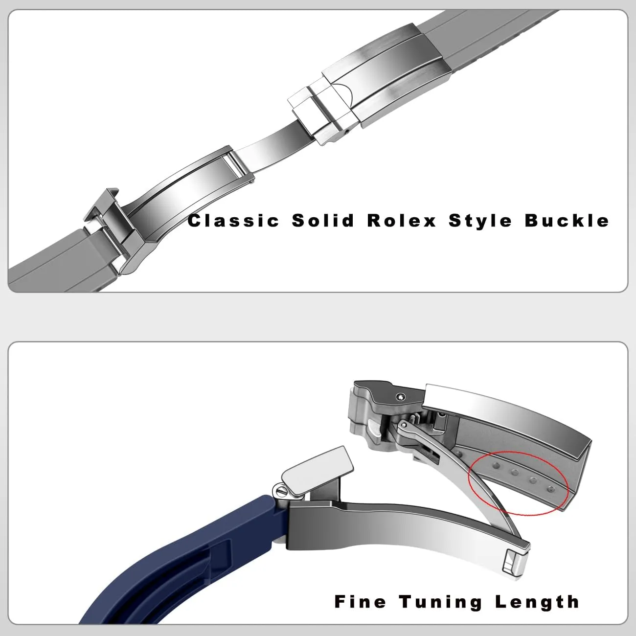 Strap for Men Women, 20mm 22mm Watch Band Fluororubber Rubber with Classic Diving Deployment Clasp Juntan FKM brew Rubber Watch 