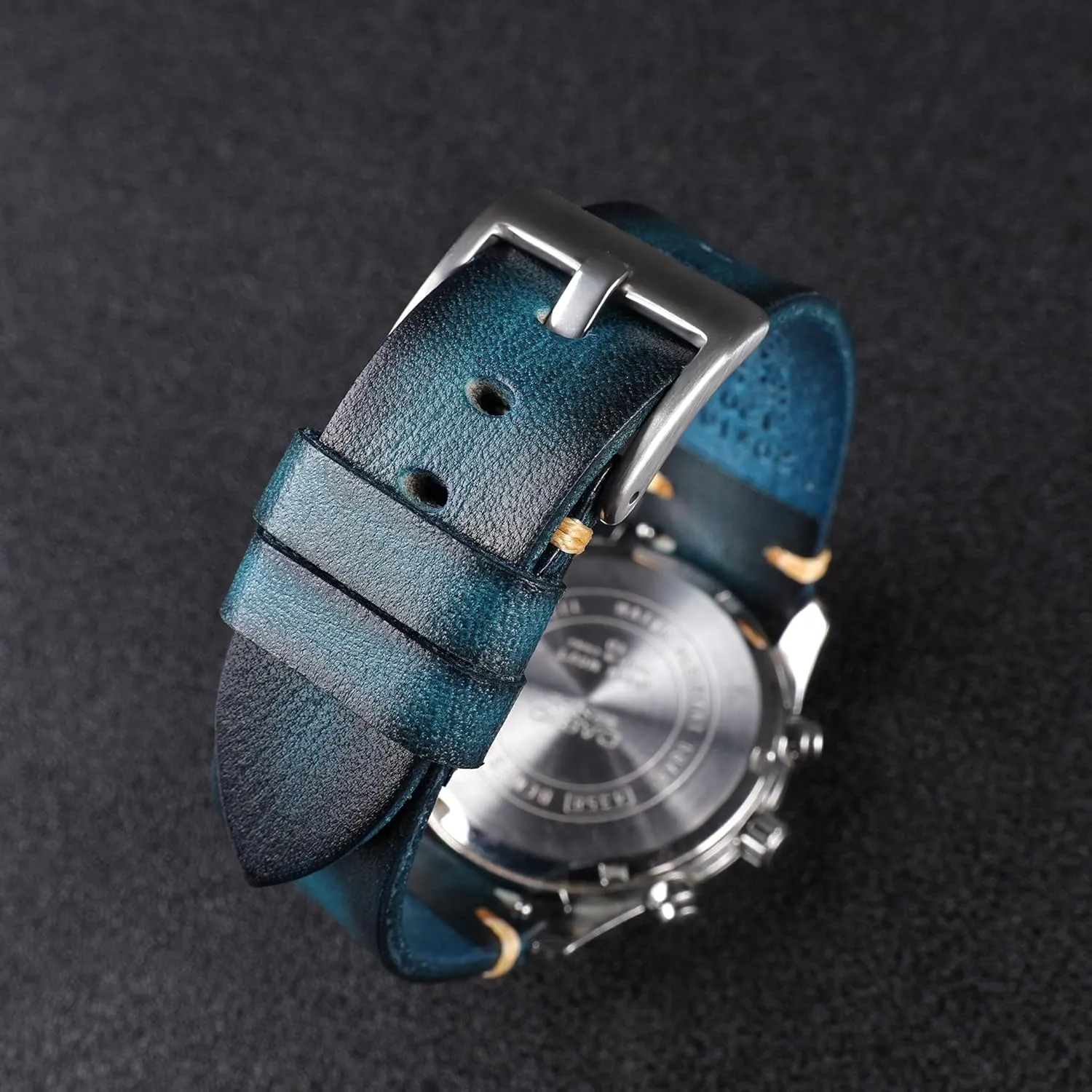 Strap Replacement$Choice of Width-18mm 20mm 22mm 24mm or 26mm Retro Handmade audio inherent constitute concur pinhole Watch Band$ Quick Release Vintage Leather Watch 