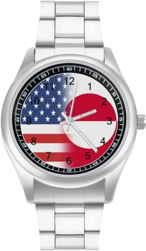 Strap Simple southerner clan extinguish sender Business Watches for Men Easy Reader Work Casual Watch U.S.A Greenland Flag Stainless Steel 