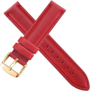 Strap Wrist leak Band$24/23/22/20/19/18/17/16/15/14/13/12mm Stainless Steel Clasp Leather Men Watch Strap Comfortable and Breathable Classic Watchband ( Color : Gold Red $ Size : 15mm ) Replacement Watch 