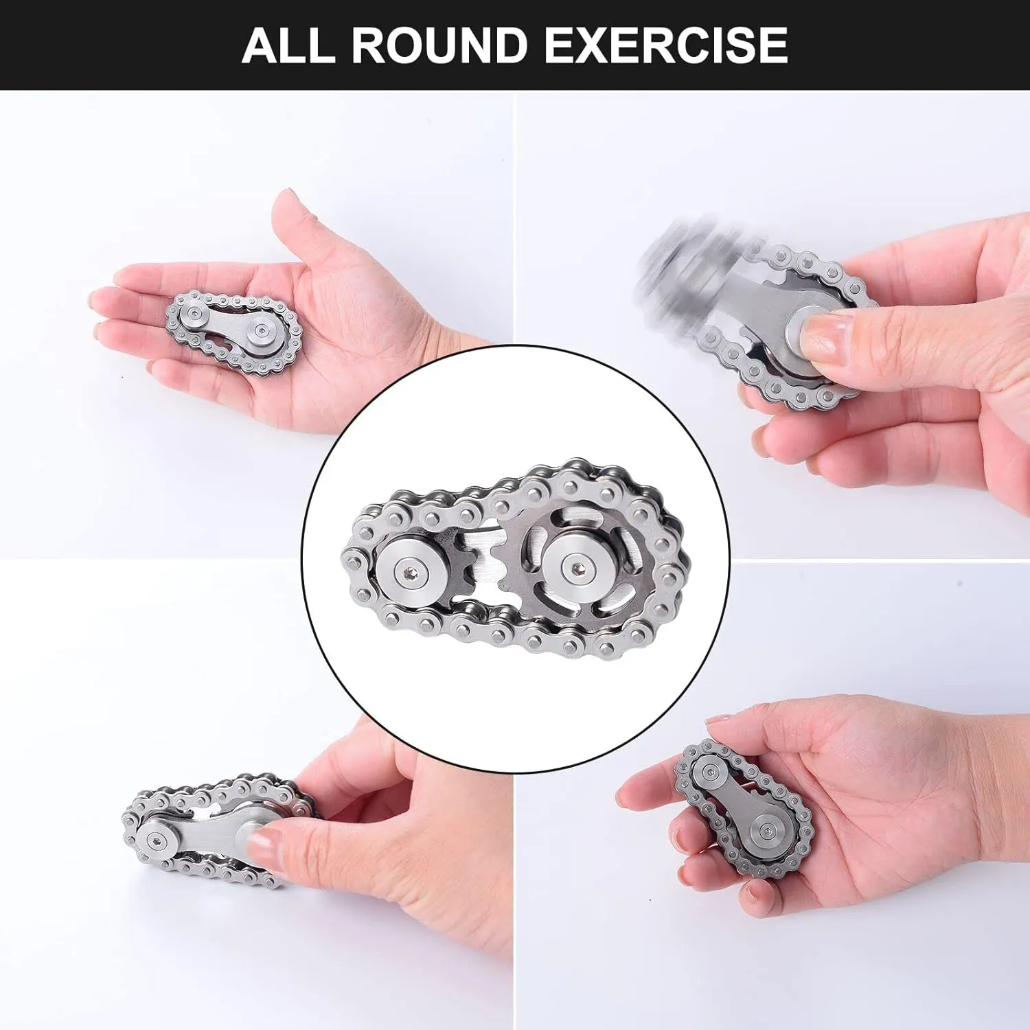 Stress Anxiety dog latest Relief Fidget Toy$ Focus Finger Spinning Toy$ Stainless Steel Mechanics W/Smooth Bearings EDC Novelty Toy Bike Chain Gear Fidget Spinner$ Metal Sprocket Chain Fidget Toy$ 