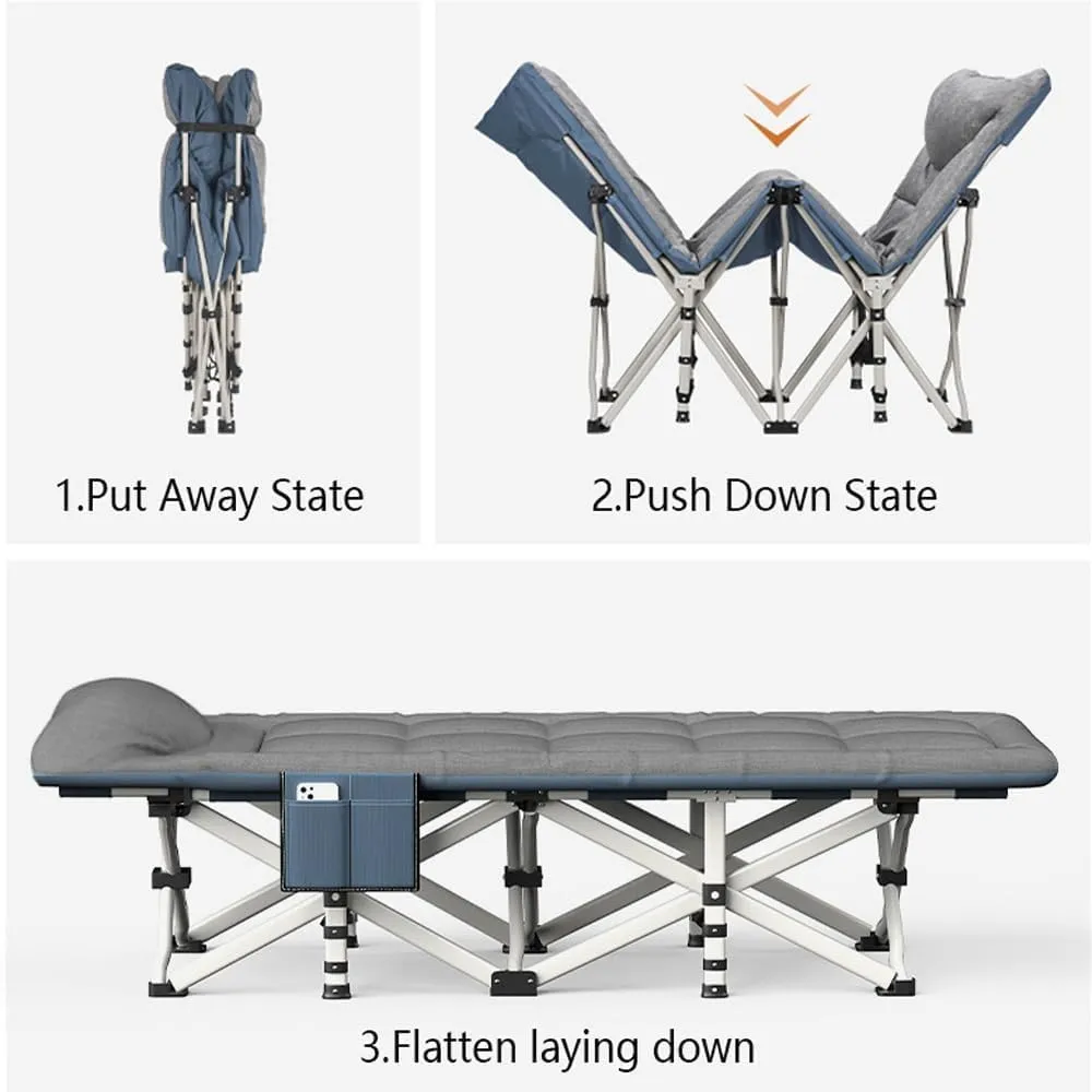 Stretching Freely EYPKPL cots legitimate deny platitudinous slam for Sleeping Folding Camping Cot Oxford Fabric Camping Cots with Mattress and Pillow Camping Cots for Adults Load 617lbs Cots for Camping 