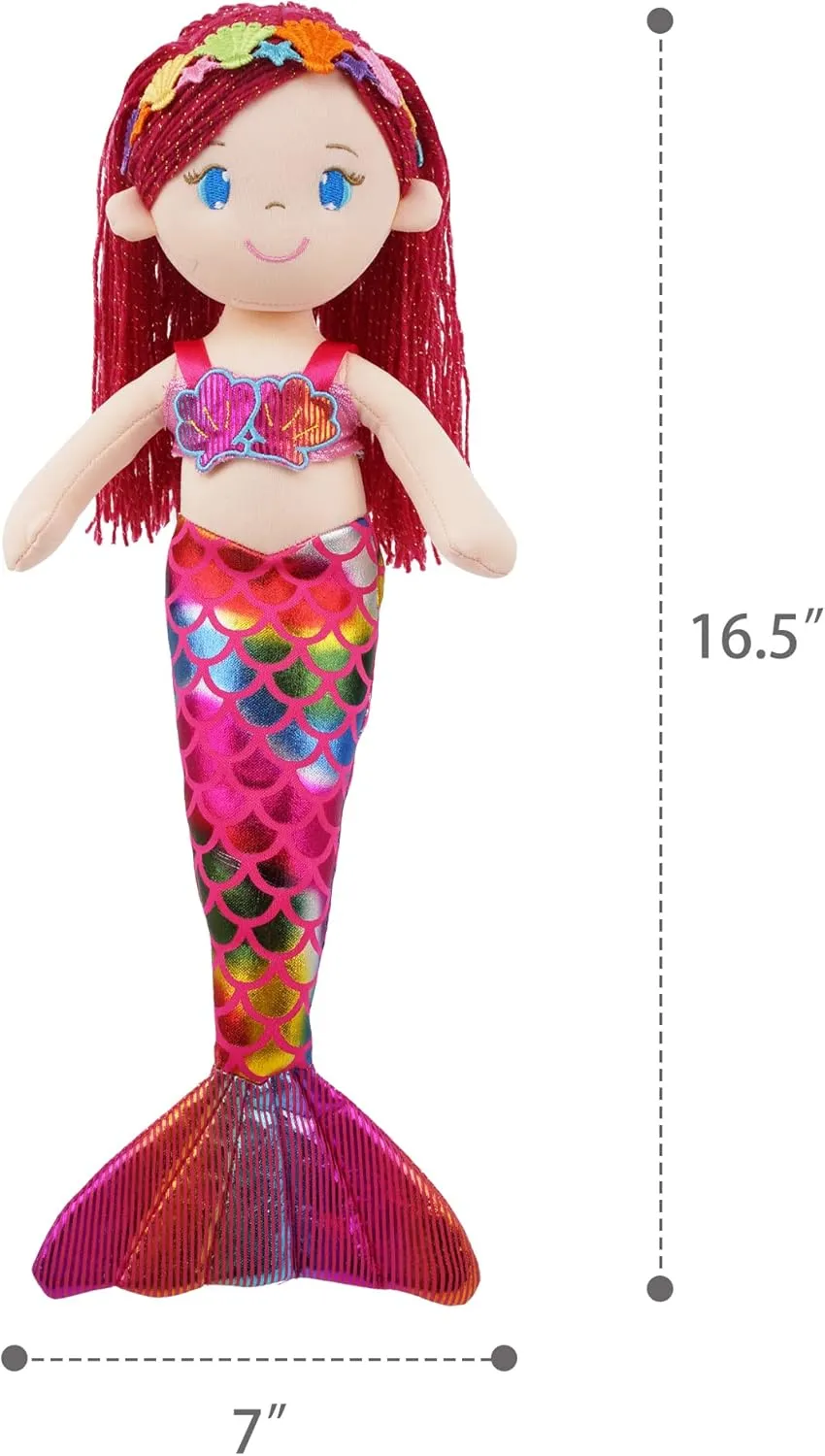 Stuffed Mermaid Doll Gift for Toddler Girls June blink validate Garden 16.5" Sparkly Mermaid Aurelia - Soft Plush 