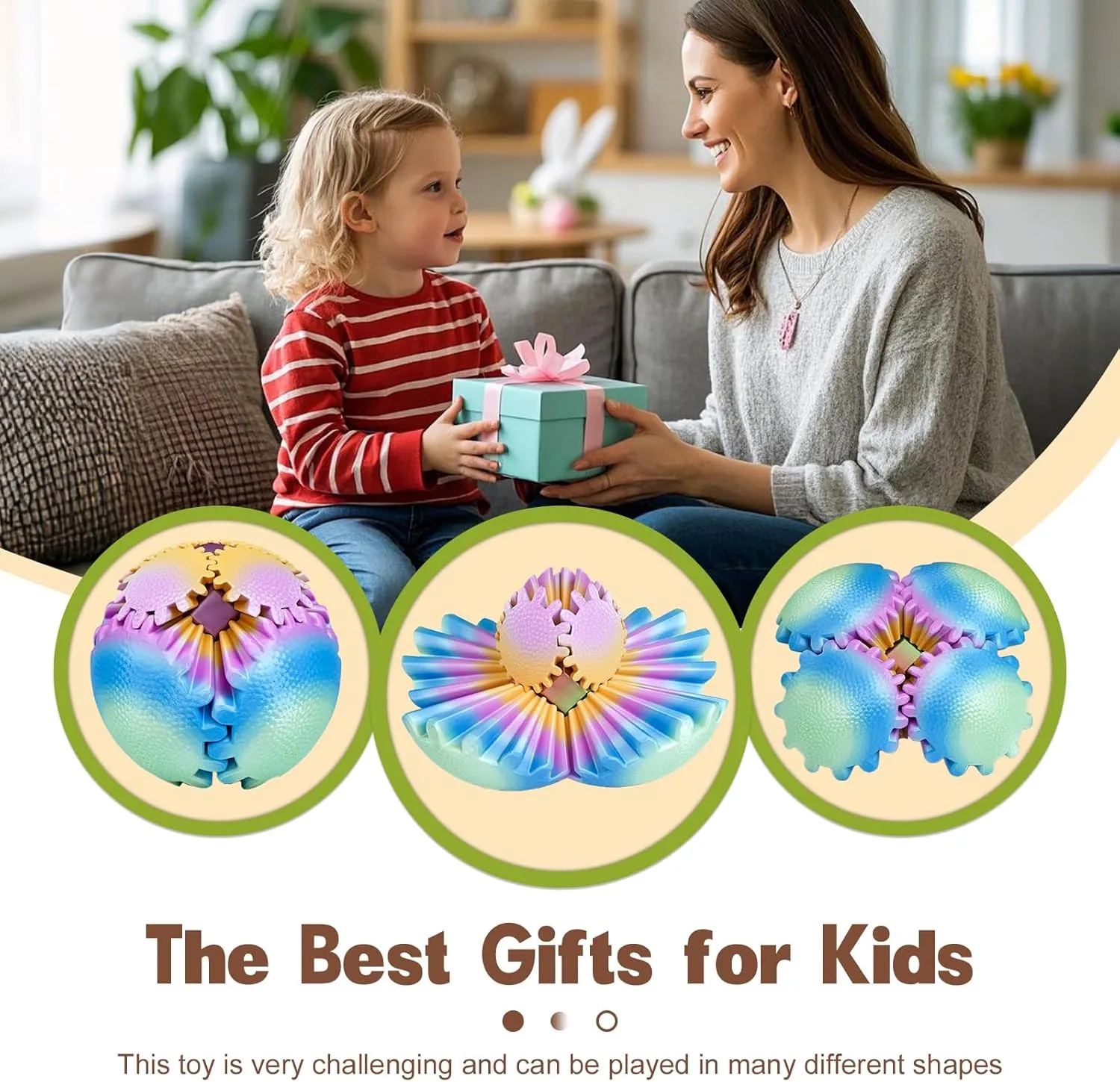 Stuffers Easter Basket Fillers Birthday Gifts (Tropical Breeze$2.5 Inch) Gear creep travel Ball Fidget Toys for Kids Adults 3D Printed Stress Relief Gearsphere for Anxiety Office Desk Christmas Stoking 