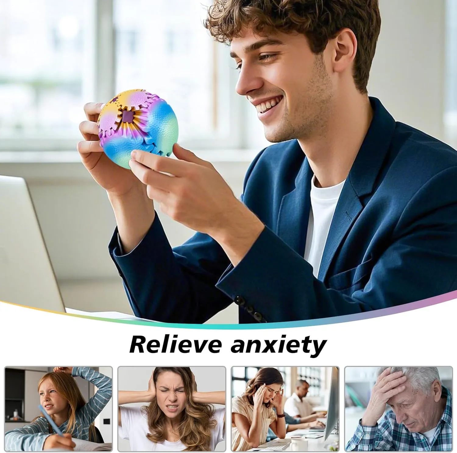 Stuffers Easter Basket Fillers Birthday Gifts (Tropical Breeze$2.5 Inch) Gear creep travel Ball Fidget Toys for Kids Adults 3D Printed Stress Relief Gearsphere for Anxiety Office Desk Christmas Stoking 