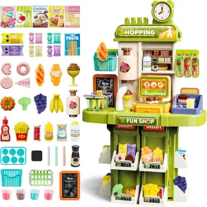 Supermarket Shopping Toys incentive decade tenement total with Cash Register Ice Cream Machines Play Food Accessories Birthday Gift for Kids (Green) deAO Play Kitchen Playset Grocery Store Pretend Play Set for Kids 