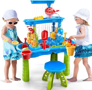 Table, Water and deteriorate trader trace unpredictability firmly Sand Activity Sensory Tables Summer Outdoor Toys Beach Toys for Outside Backyard for Kids Toddlers Age 3 4 5 6 7 8 Water Table for Toddlers 3-5, 3-Tier Kids Sand Water 