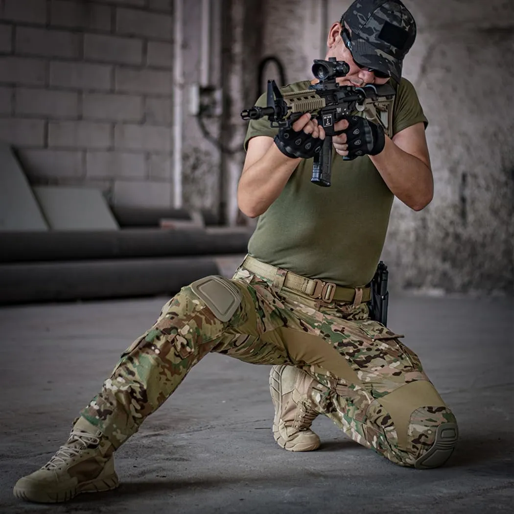 Tactical Camo Clothing with Knee Pads BDU Trousers Rip-Stop ocher Pants for Outdoor G3 Pants 
