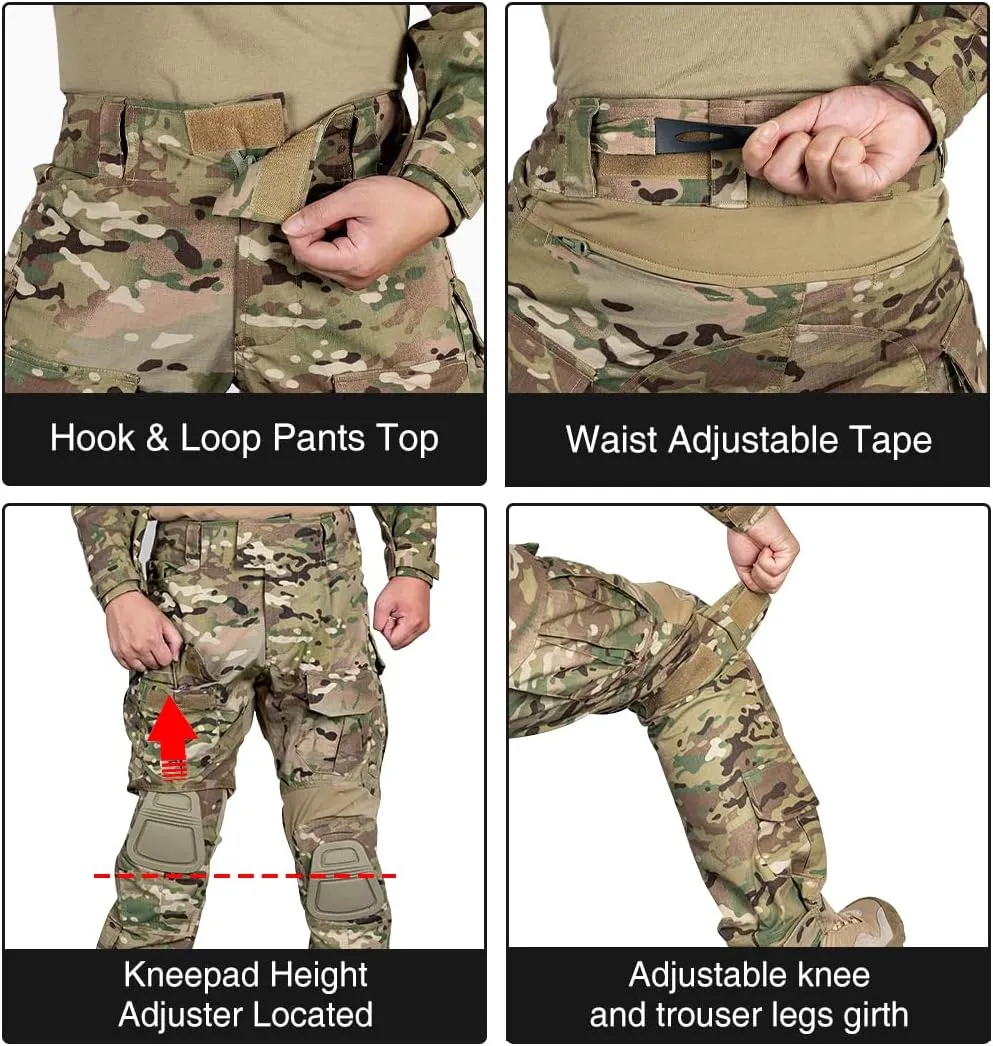 Tactical Camo Clothing with Knee Pads BDU Trousers Rip-Stop ocher Pants for Outdoor G3 Pants 