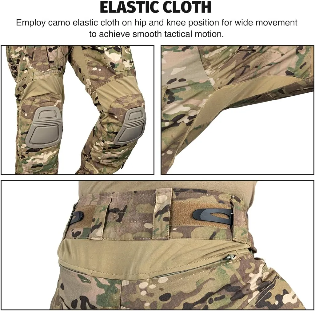 Tactical Camo Clothing with Knee Pads BDU Trousers Rip-Stop ocher Pants for Outdoor G3 Pants 