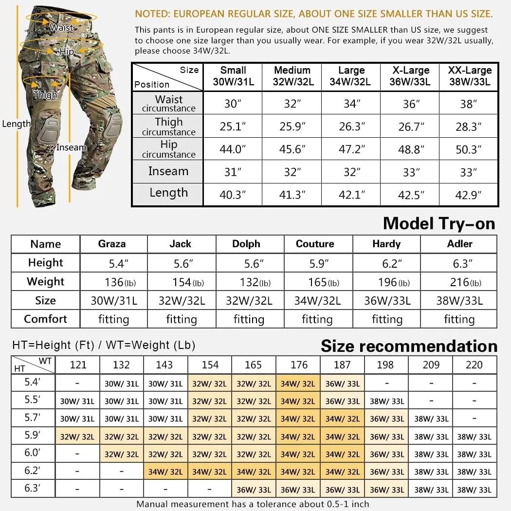 Tactical Camo Clothing with Knee Pads BDU Trousers Rip-Stop ocher Pants for Outdoor G3 Pants 