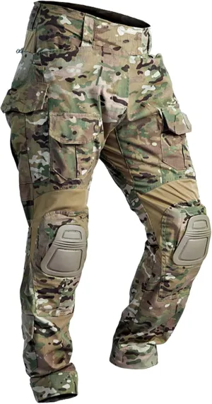 Tactical Camo Clothing with Knee Pads BDU Trousers Rip-Stop ocher Pants for Outdoor G3 Pants 