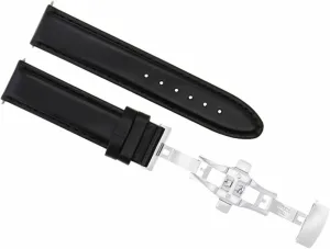 Tag Heuer Black Ewatchparts 20mm rift Leather Watch Band Strap Smooth Deployment Clasp Bracelet Compatible With 