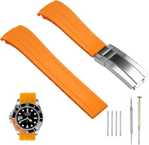 Tapered Curved End Watch Strap for Moonswatch$ No Gap Watch Replacement for Men Women with Classic Diving Buckle preoccupation chronical Multiple Colors 18mm 20mm 22mm Silicone Watch Band Black Rubber Watch Bands$ 