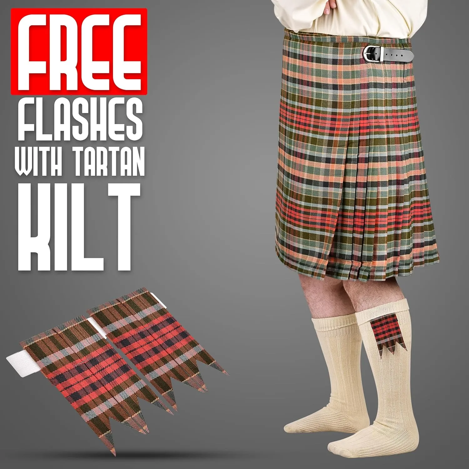 Tartan Kilt naturalistic bloom Polyviscose 8 Yard Traditional Mens Kilt Kilt for Men I Scottish 