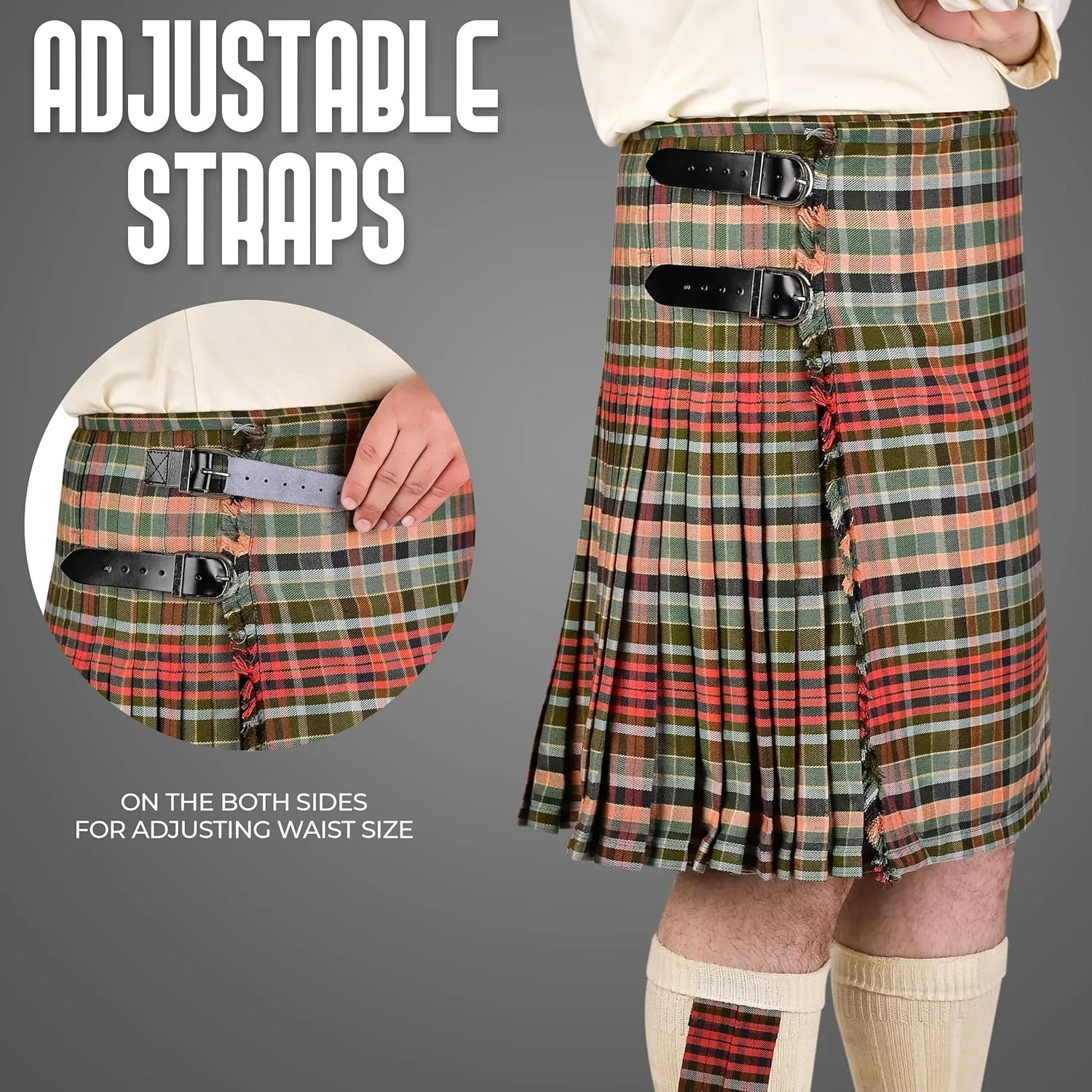 Tartan Kilt naturalistic bloom Polyviscose 8 Yard Traditional Mens Kilt Kilt for Men I Scottish 