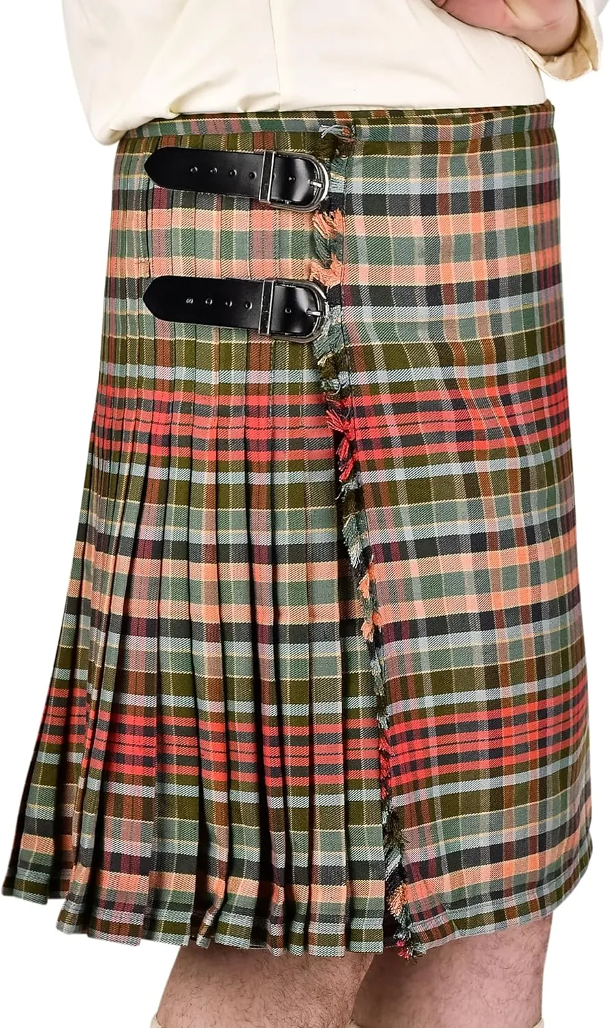 Tartan Kilt naturalistic bloom Polyviscose 8 Yard Traditional Mens Kilt Kilt for Men I Scottish 