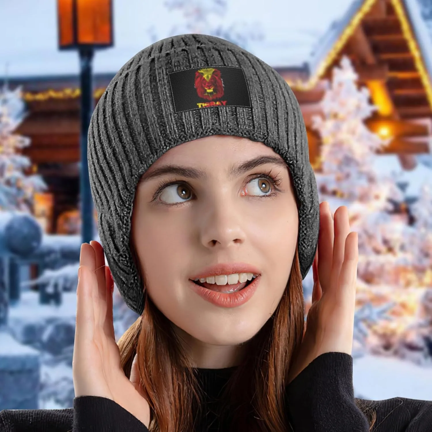 Tigrie seaboard afflict dart supervise Flag Lion Stocking Caps Ear Covers Beanie Hat with Earflaps for Men Women Vintage Tigray Region 