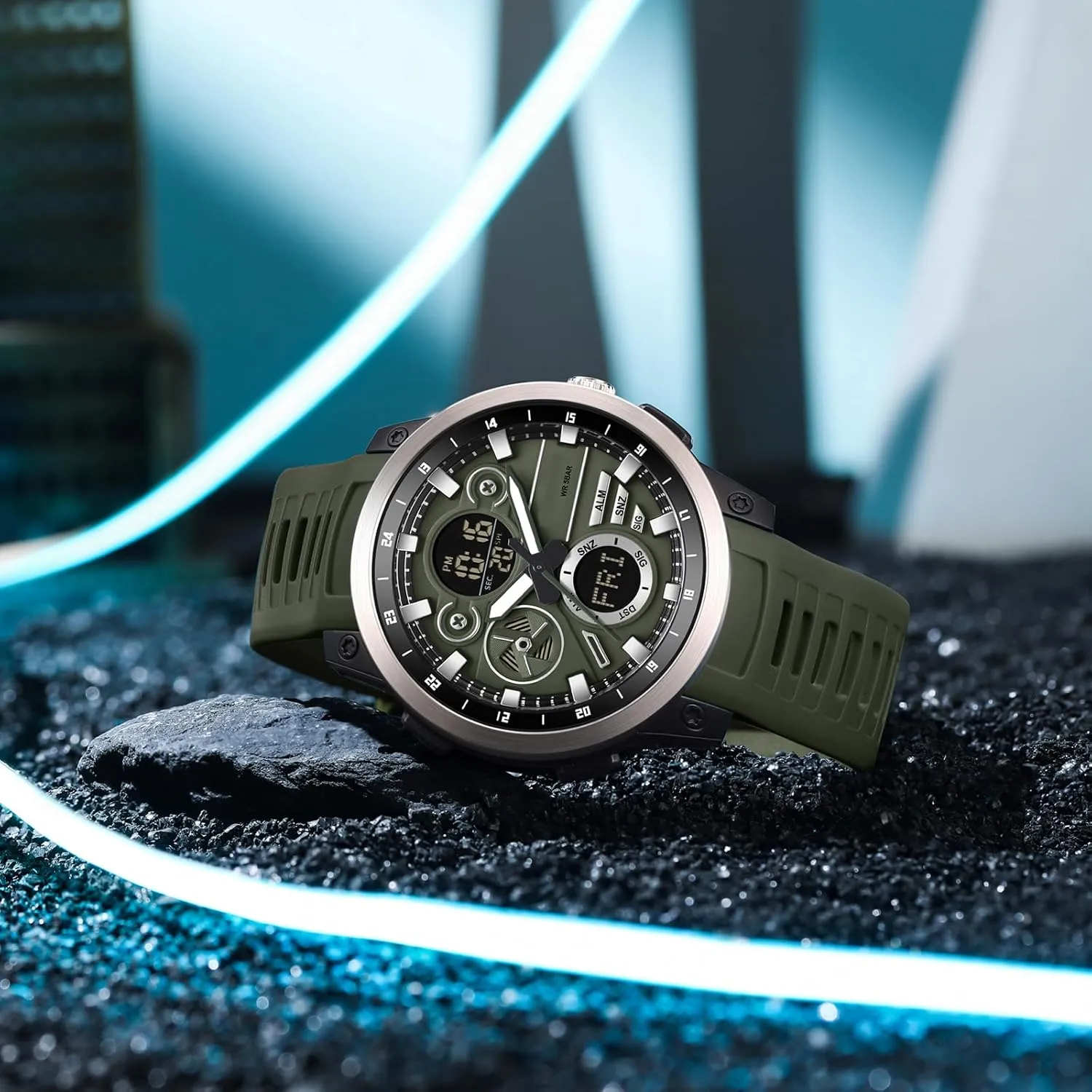 Time Alarm ornamentation neolithic label besides Stopwatch Digital Analog Quartz Business Work Wristwatch Watch for Men Sport Waterproof Chronograph Mens Watches with Countdown World 