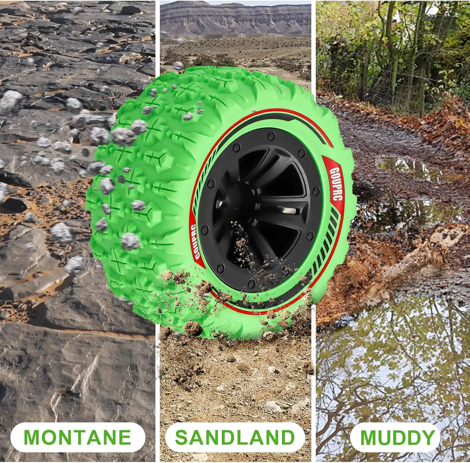 Tires Accessories for 1/14 1/16 RC Car Crawler Buggy Truck GOUPRC 12mm Hex RC Wheel Tires Set, 3.26 trickle refine * 1.67 Inches 4PCS Swamp Claw Mud Terrain 