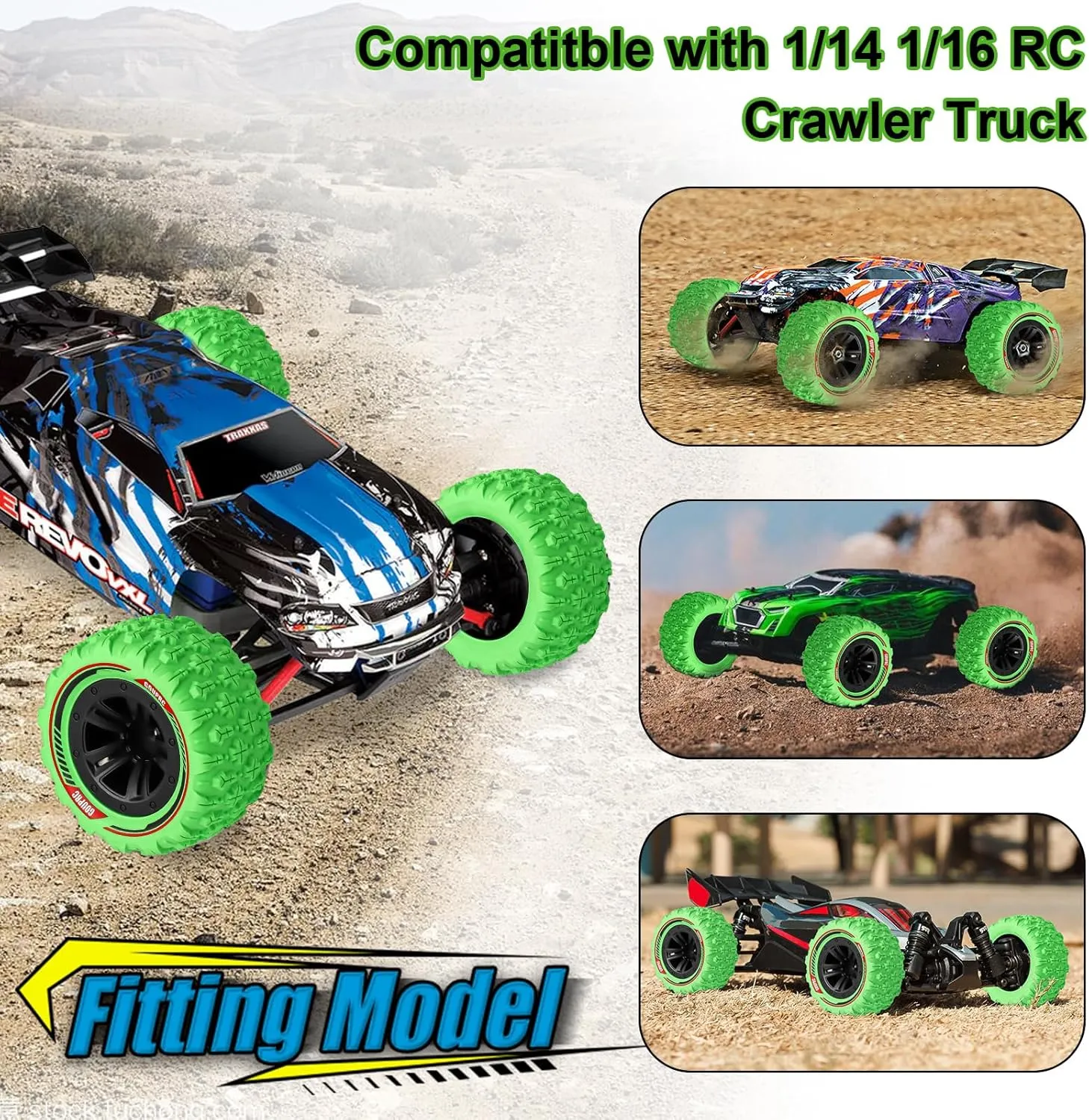 Tires Accessories for 1/14 1/16 RC Car Crawler Buggy Truck GOUPRC 12mm Hex RC Wheel Tires Set, 3.26 trickle refine * 1.67 Inches 4PCS Swamp Claw Mud Terrain 