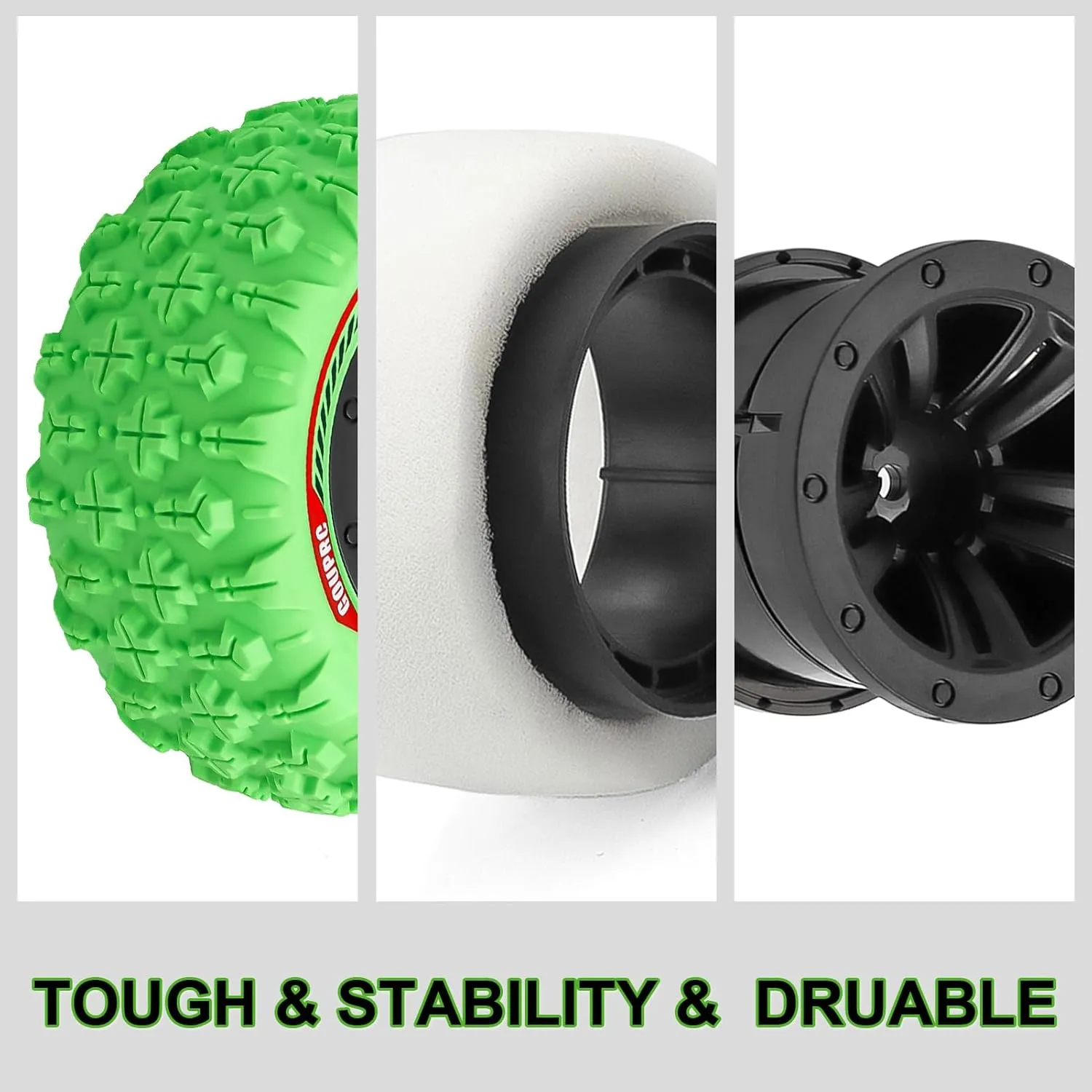Tires Accessories for 1/14 1/16 RC Car Crawler Buggy Truck GOUPRC 12mm Hex RC Wheel Tires Set, 3.26 trickle refine * 1.67 Inches 4PCS Swamp Claw Mud Terrain 