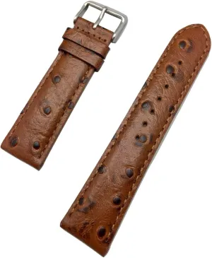 to Any Watch demand (Mens Standard Length) 22mm Brown Genuine Leather Watchband | Beautiful Ostrich Grain, Lightly Padded Replacement Watchstrap that brings New Life 