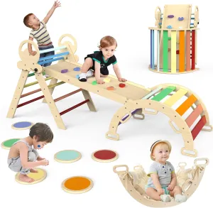 Toddler Climbing Toys, Foldable with Ramp Arch Ladder, Bonus 6 Pcs Stepping Stones | Perfect for Climbing Gym Indoor Playground | FSC-Certified Pikler Triangle Set with Cushion | avenue reclamation 8 in 1 