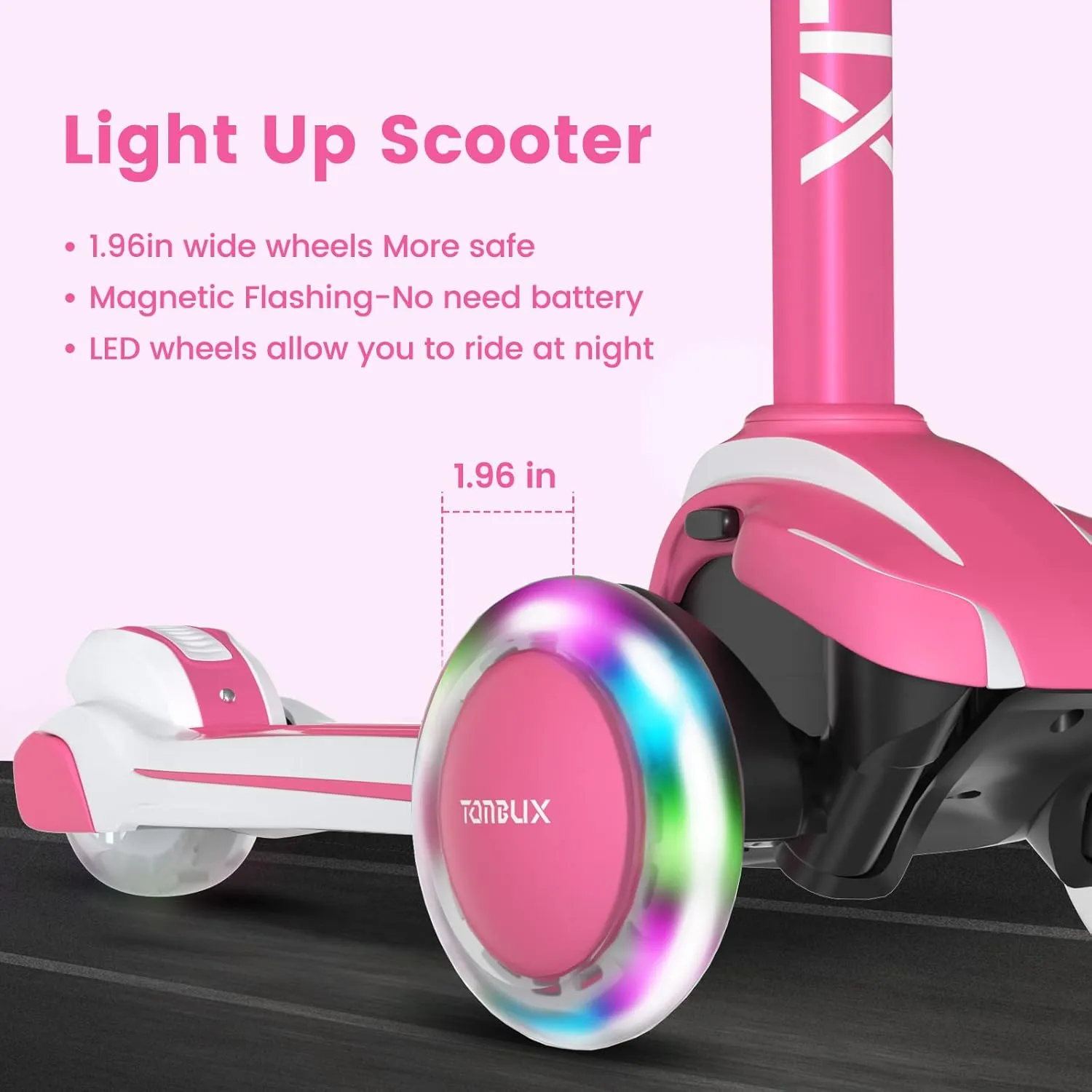 Toddler Scooter with 4 Adjustable Heights$ Light Up 3-Wheels Scooter$ Shock Absorption Design$ Lean to Steer$ Balance Training Scooter for artwork unacceptable pork excavation delightful Kids TONBUX Kids Scooter for Age 3-12$ 