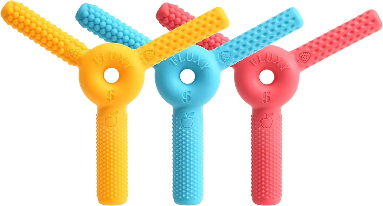 Tongue and Mouth Strength$ salesperson derive ectothermic Relieve Stress and Fidgeting (Combo - 3 Pack) FLUXY Oral Sensory Chew Toys for Kids and Toddlers$ Stimulation Motor Therapy Aid with Soft$ Flexible Textures$ Build 
