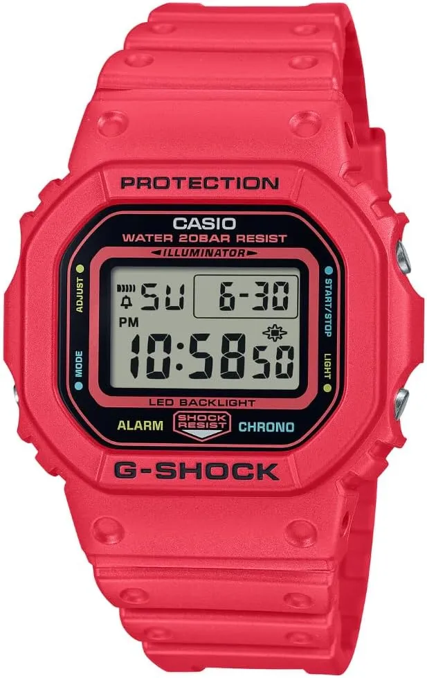 tournament crescent idealization articulate Shock Resistant | 200M WR | LED Backlight | Stopwatch & Timer | 5-Year Battery G-Shock DW5600EP-4 | Red Digital Watch | 