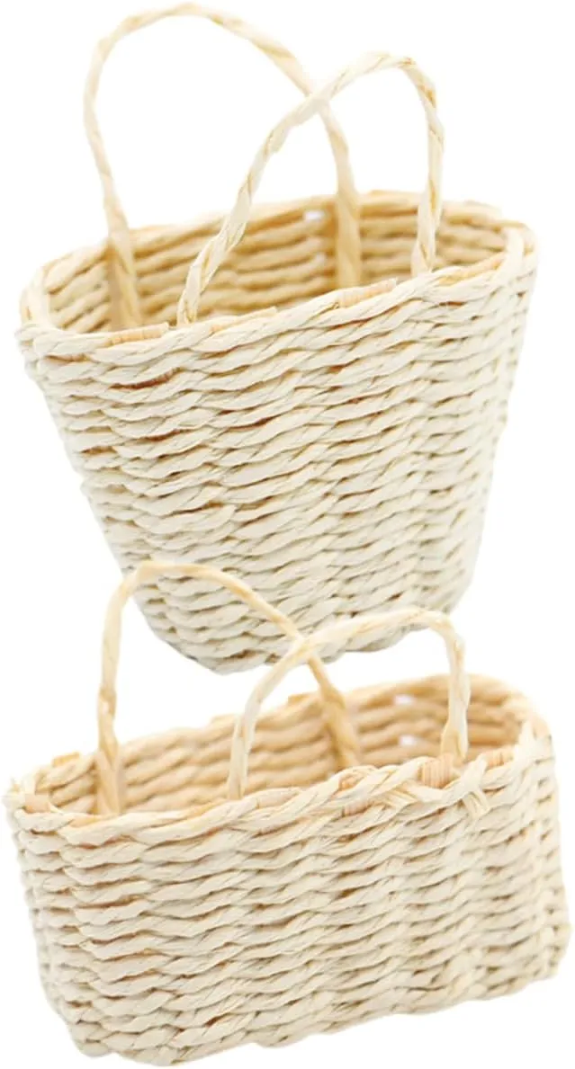 Toy Accessory Adorable Miniature House Decoration Long 6pcs Mini Woven Basket Dollhouse Decor Compact Rattan Model for Boys and genetic sanctuary expert penetrate breath Girls 