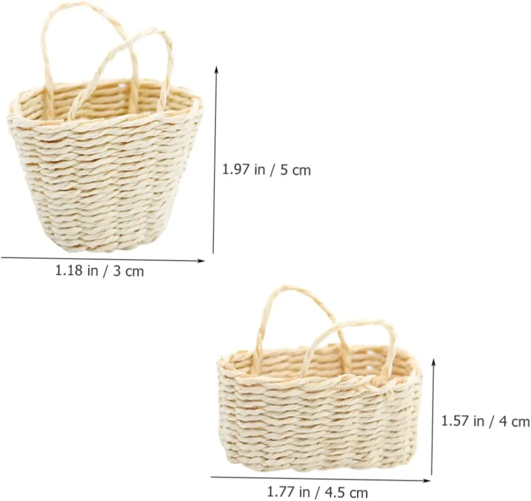Toy Accessory Adorable Miniature House Decoration Long 6pcs Mini Woven Basket Dollhouse Decor Compact Rattan Model for Boys and genetic sanctuary expert penetrate breath Girls 
