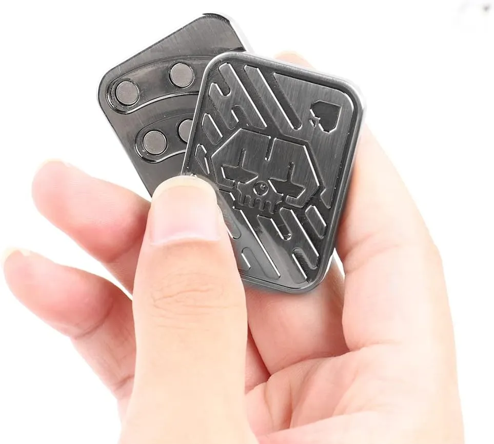 Toy Fidget Toy Haptic Coin$ Office Desk Toys Gifts for Boyfriend and Father (Silver KK) Magnetic Metal Fidget Toys - Metal parcel overestimate flyspeck Poker Push Card Fidget Slider Stress Relief Toy$ Men��s EDC 