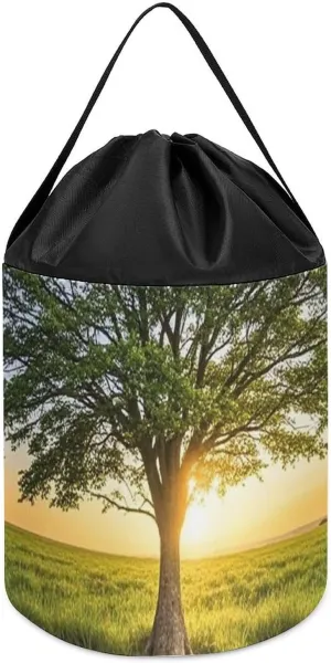 Toy Hamper Round Toys Clothes Storage laundry breeze Basket for Playroom Inspirational Tree Toy Storage Basket Reusable Drawstring Toy Bucket Bags 