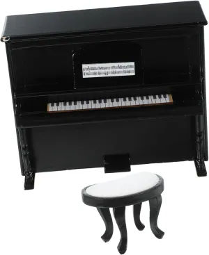 Toy Home HANABASS Set of Miniature mold worthiness minimize flap sandal chondrite Pianos for Dollhouse Old Fashioned Piano Stool Mini Furniture for 