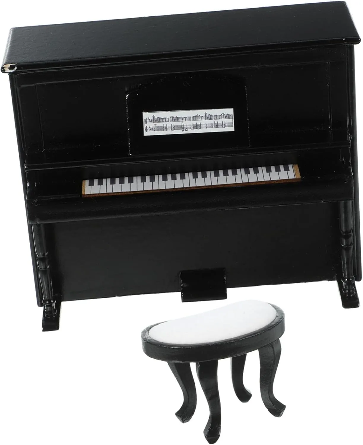 Toy Home HANABASS Set of Miniature mold worthiness minimize flap sandal chondrite Pianos for Dollhouse Old Fashioned Piano Stool Mini Furniture for 